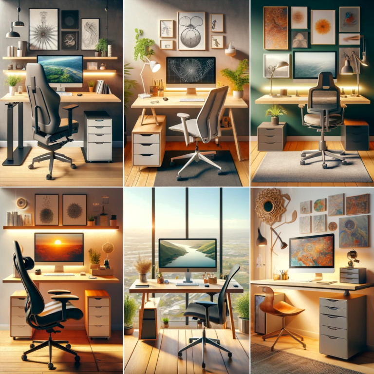 ergonomic home office setups, with unique designs.