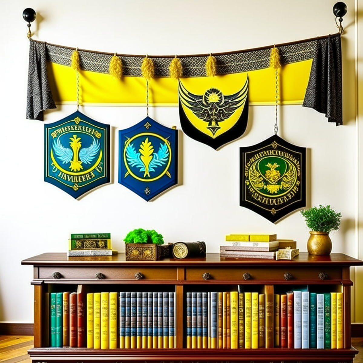 Harry Potter Room Decor The Hogwarts crest, with its four distinct house symbols